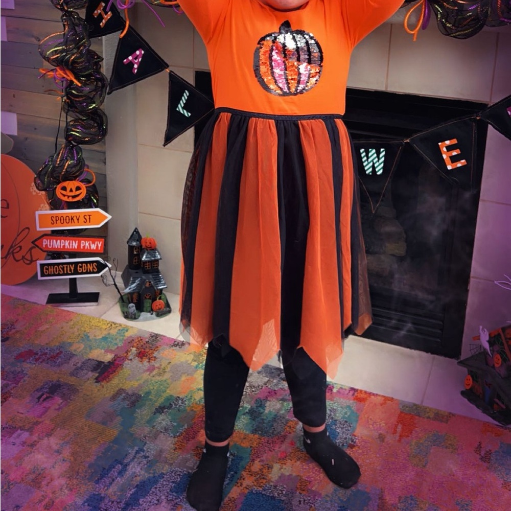 Halloween pumpkin sequined dress